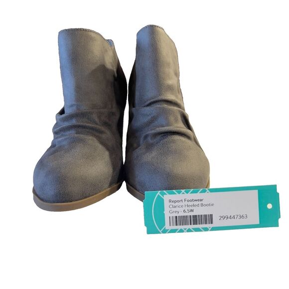 Report Footwear Clarice 2.5" Heeled Ankle Bootie Faux Leather Grey Size 6.5W - Picture 2 of 10